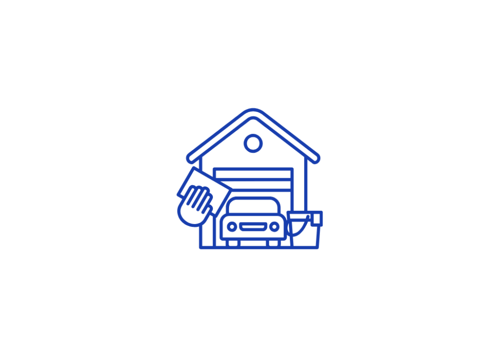 blue house with car icon use for the website